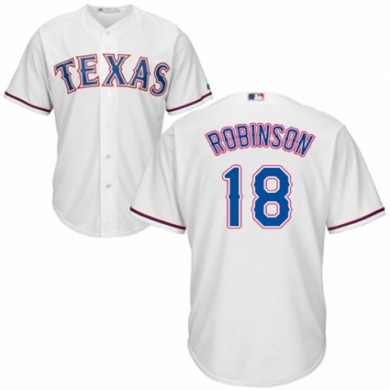 Men's Majestic Texas Rangers #18 Drew Robinson Replica White Home Cool Base MLB Jersey - Ujersey