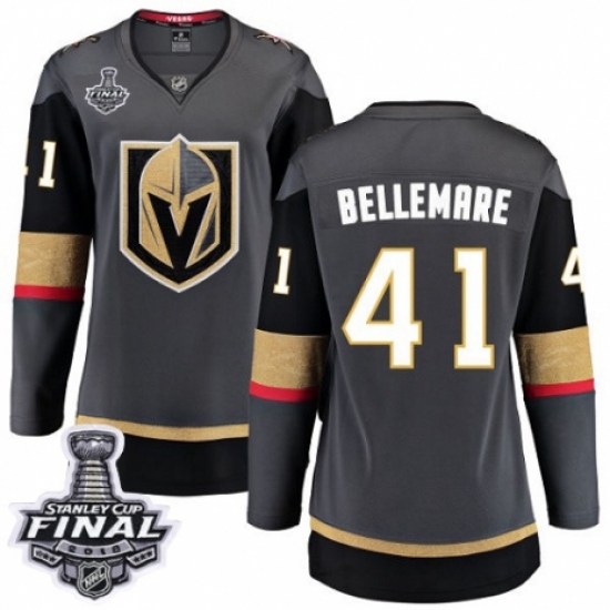 Women's Vegas Golden Knights #41 Pierre-Edouard Bellemare Authentic Black Home Fanatics Branded Breakaway 2018 Stanley Cup Final NHL Jersey - Ujersey