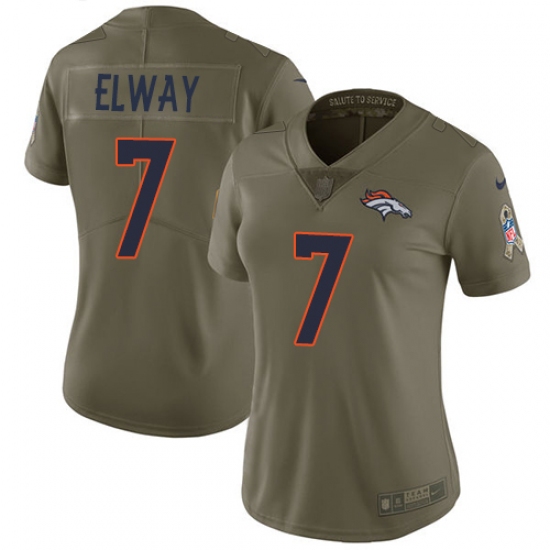 Women's Nike Denver Broncos #7 John Elway Limited Olive 2017 Salute to Service NFL Jersey - Ujersey