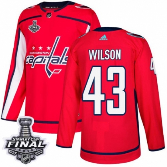 Youth Adidas Washington Capitals #43 Tom Wilson Authentic Red Home 2018 Stanley Cup Final NHL Jersey