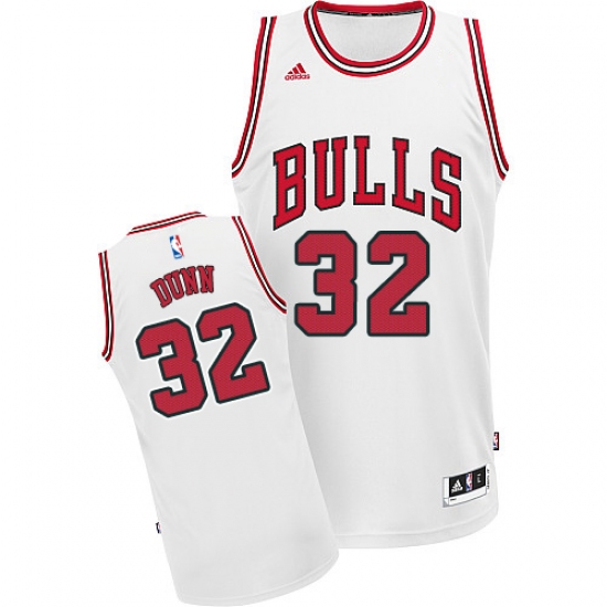 Men's Adidas Chicago Bulls #32 Kris Dunn Swingman White Home NBA Jersey
