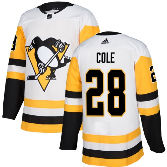 Women's Adidas Pittsburgh Penguins #28 Ian Cole Authentic White Away NHL Jersey - Ujersey