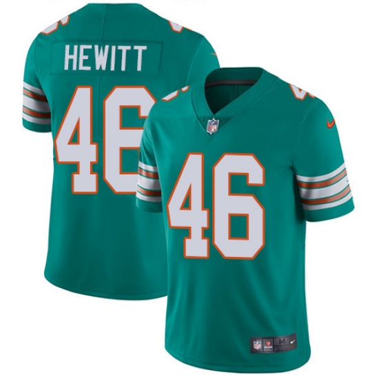Youth Nike Miami Dolphins #46 Neville Hewitt Aqua Green Alternate Vapor Untouchable Limited Player NFL Jersey - Ujersey