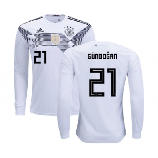 Germany #21 Gundogan Home Long Sleeves Kid Soccer Country Jersey