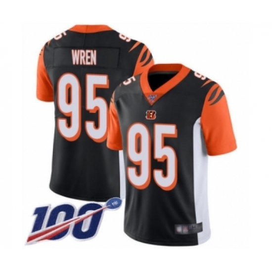 Men's Cincinnati Bengals #95 Renell Wren Black Team Color Vapor Untouchable Limited Player 100th Season Football Jersey - Ujersey