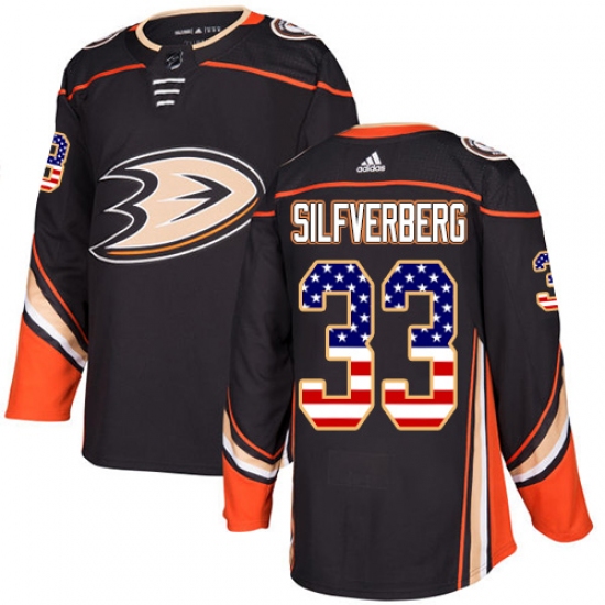 Youth Adidas Anaheim Ducks #33 Jakob Silfverberg Authentic Black USA Flag Fashion NHL Jersey - Ujersey