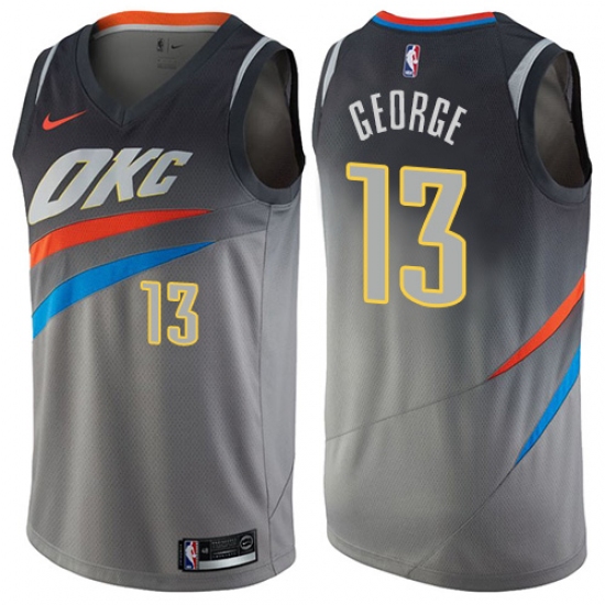 Youth Nike Oklahoma City Thunder #13 Paul George Swingman Gray NBA Jersey - City Edition - Ujersey