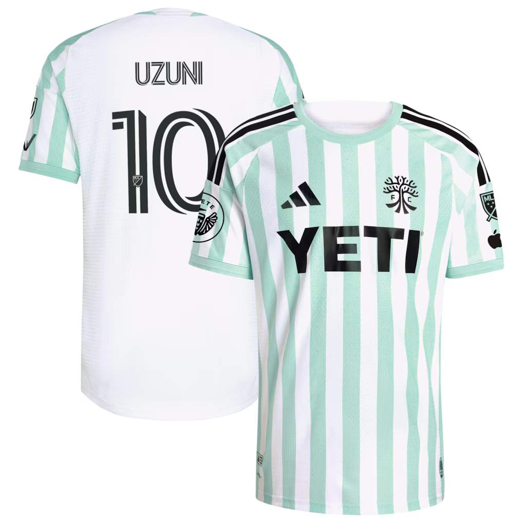 Men's Austin FC Myrto Uzuni adidas White 2026 The Rooted Kit On-Field Authentic Patch Jersey