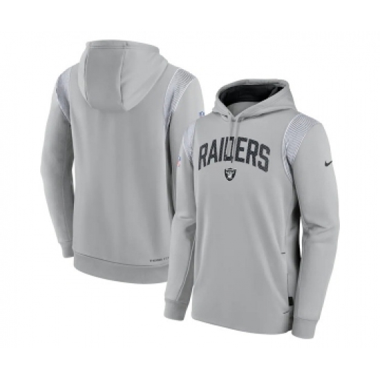 Mens Las Vegas Raiders Gray Sideline Stack Performance Pullover Hoodie - Ujersey