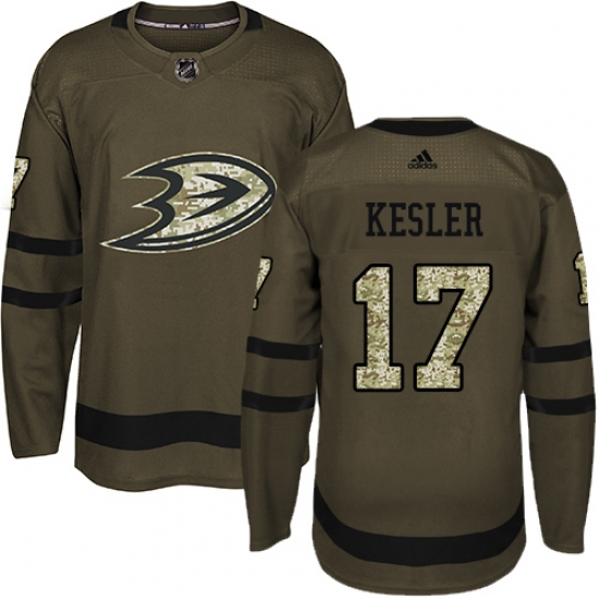Men's Adidas Anaheim Ducks #17 Ryan Kesler Authentic Green Salute to Service NHL Jersey - Ujersey