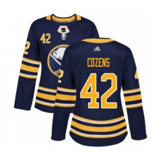 Women's Buffalo Sabres #42 Dylan Cozens Authentic Navy Blue Home Hockey Jersey - Ujersey
