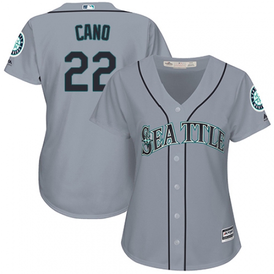 Women's Majestic Seattle Mariners #22 Robinson Cano Replica Grey Road Cool Base MLB Jersey - Ujersey