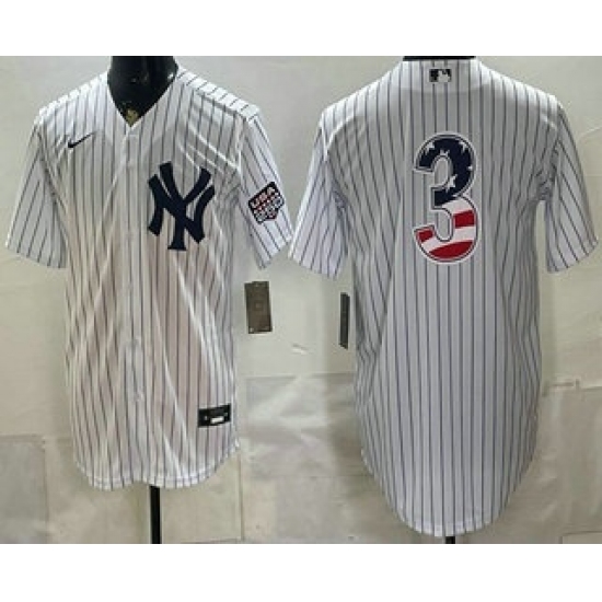 Men's New York Yankees #3 Babe Ruth White 2026 USA 250 Fourth of July Home Stadium Stitched Jersey