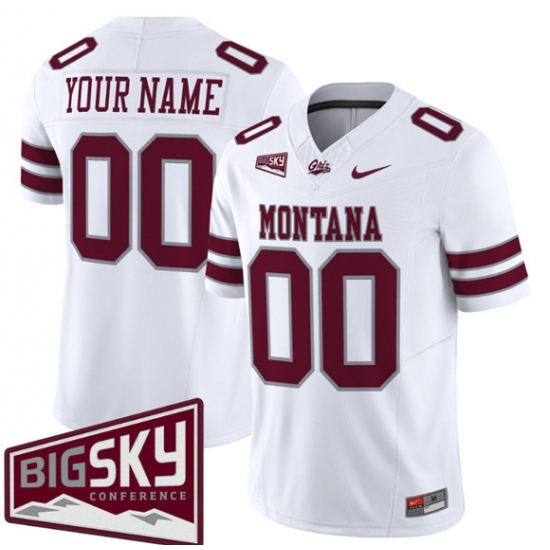 Men's Montana Grizzlies Active Player Custom White 2025 F.U.S.E. Big Sky Patch Vapor Limited V1 Stitched Football Jersey - Ujersey