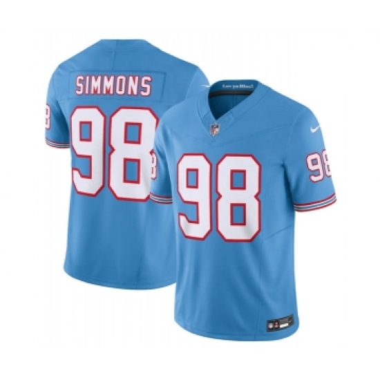 Men's Nike Tennessee Titans #98 Jeffery Simmons Light Blue 2023 F.U.S.E. Vapor Limited Throwback Stitched Football Jersey - Ujersey