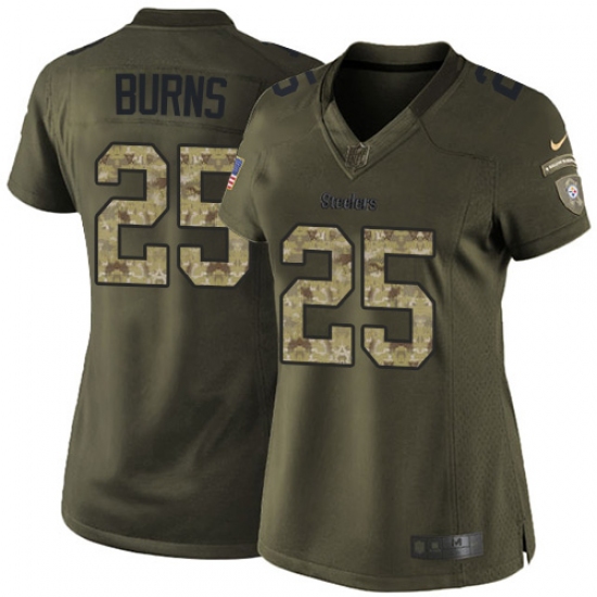 Women's Nike Pittsburgh Steelers #25 Artie Burns Elite Green Salute to Service NFL Jersey - Ujersey