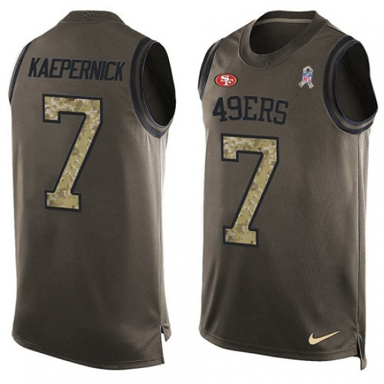 Men's Nike San Francisco 49ers #7 Colin Kaepernick Limited Green Salute to Service Tank Top NFL Jersey - Ujersey