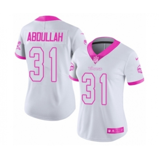 Women's Nike Minnesota Vikings #31 Ameer Abdullah Limited White Pink Rush Fashion NFL Jersey - Ujersey
