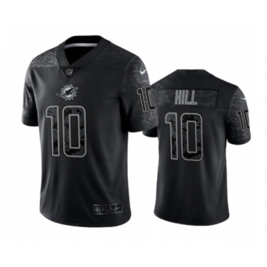 Men's Miami Dolphins #10 Tyreek Hill Black Reflective Limited Stitched Football Jersey - Ujersey