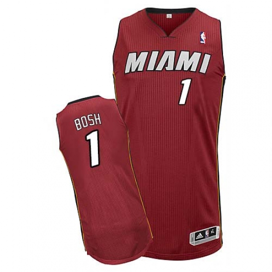 Youth Adidas Miami Heat #1 Chris Bosh Authentic Red Alternate NBA Jersey - Ujersey