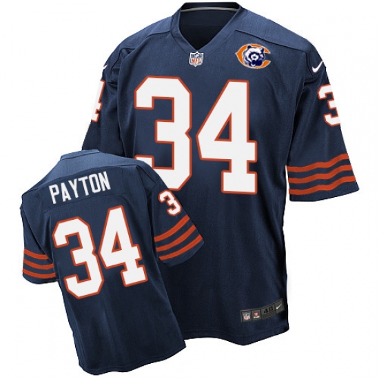 Men's Nike Chicago Bears #34 Walter Payton Elite Navy Blue Throwback NFL Jersey - Ujersey