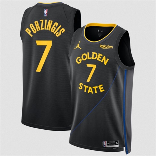 Men's Golden State Warriors #7 Kristaps Porzingis Black 2026 Statement Edition Stitched Basketball Jersey - Ujersey