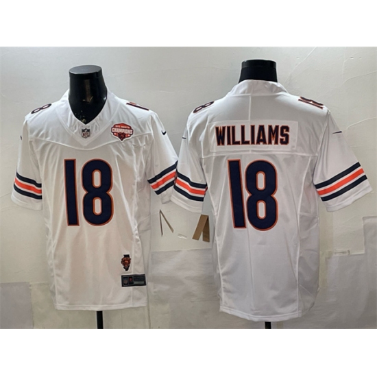 Men's Chicago Bears #18 Caleb Williams White F.U.S.E. 2025 NFC North Champions & Illinois Stitched Football Jersey - Ujersey