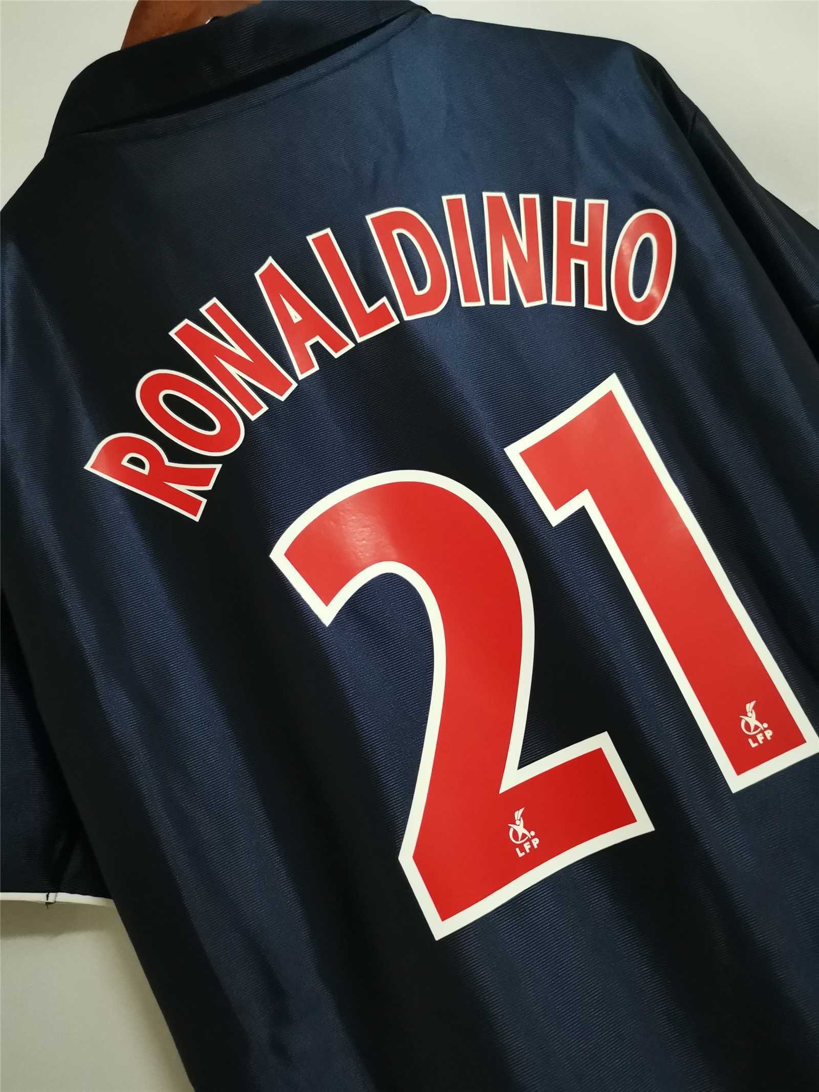 Ronaldinho #21 PSG Retro Jersey Home Soccer Shirt 2001/02 - U-jersey
