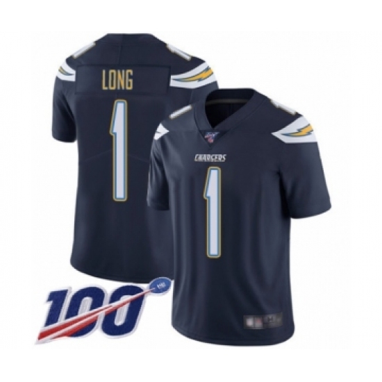 Men's Los Angeles Chargers #1 Ty Long Navy Blue Team Color Vapor Untouchable Limited Player 100th Season Football Jersey - Ujersey