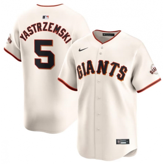 Men's San Francisco Giants #5 Mike Yastrzemski Cream Cool Base Stitched Baseball Jersey - Ujersey