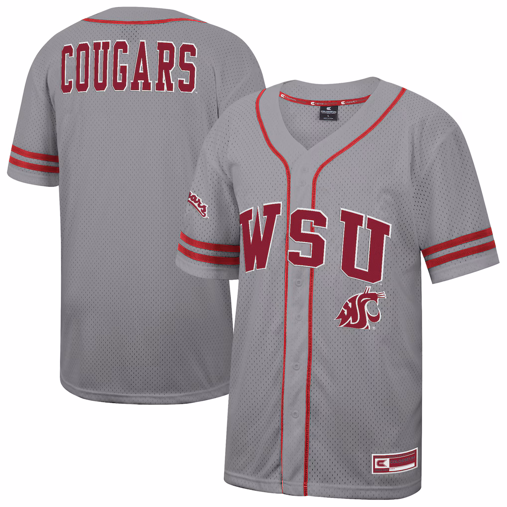 Men's Colosseum Gray Washington State Cougars Free Spirited Baseball Jersey - Ujersey NHL