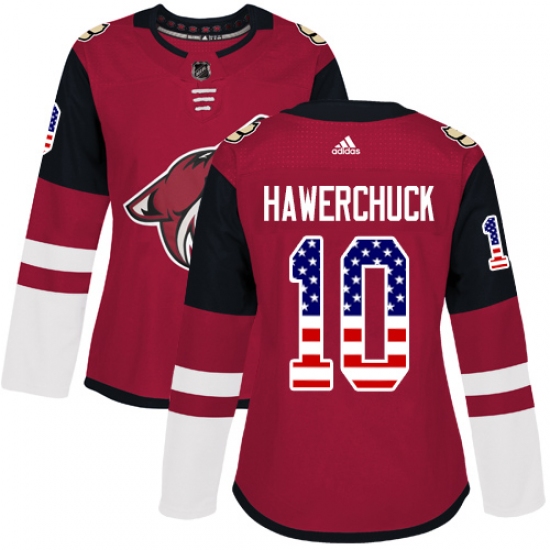 Women's Adidas Arizona Coyotes #10 Dale Hawerchuck Authentic Red USA Flag Fashion NHL Jersey - Ujersey