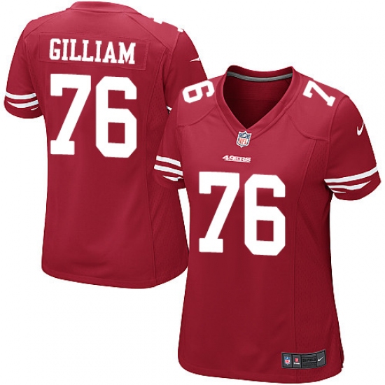 Women's Nike San Francisco 49ers #76 Garry Gilliam Game Red Team Color NFL Jersey - Ujersey
