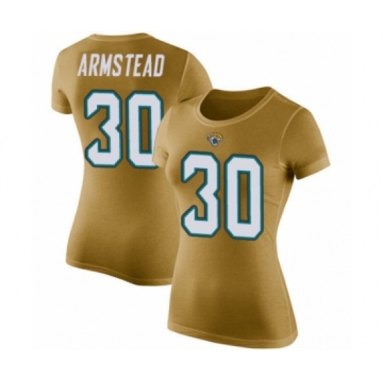 Football Women's Jacksonville Jaguars #30 Ryquell Armstead Gold Rush Pride Name & Number T-Shirt - Ujersey