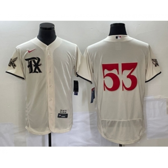 Men's Texas Rangers #53 Adolis Garcia Cream 2023 City Connect Flex Base Stitched Jersey - Ujersey