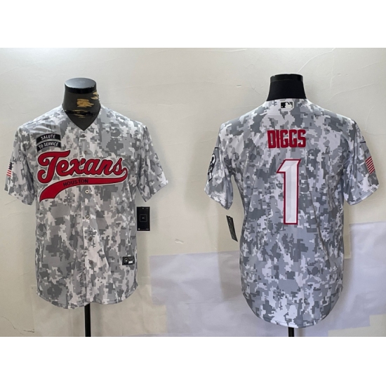 Men's Houston Texans #1 Stefon Diggs Arctic Camo 2024 Salute to Service Stitched Baseball Jersey - Ujersey