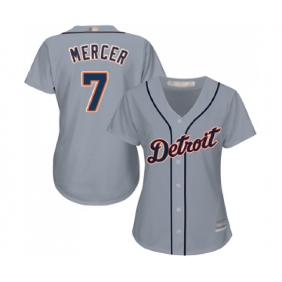 Women's Detroit Tigers #7 Jordy Mercer Replica Grey Road Cool Base Baseball Jersey - Ujersey