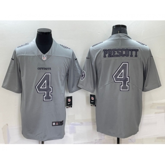 Men's Dallas Cowboys #4 Dak Prescott LOGO Grey Atmosphere Fashion 2022 Vapor Untouchable Stitched Nike Limited Jersey - Ujersey