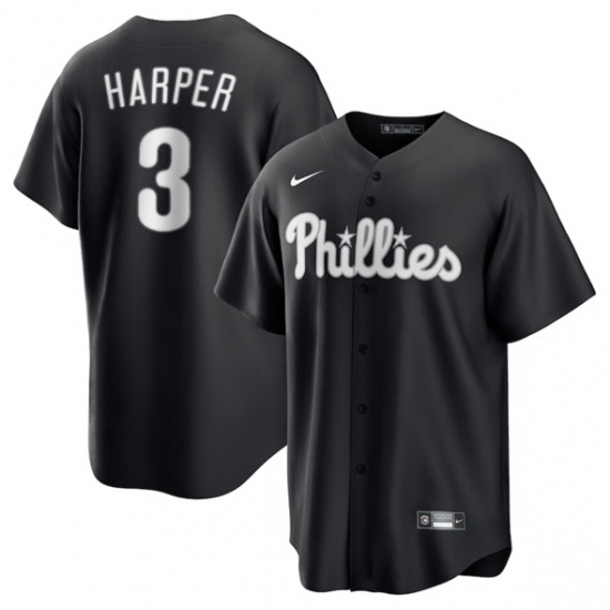 Men's Philadelphia Phillies #3 Bryce Harper Black Lights Out Limited Stitched Baseball Jersey - Ujersey