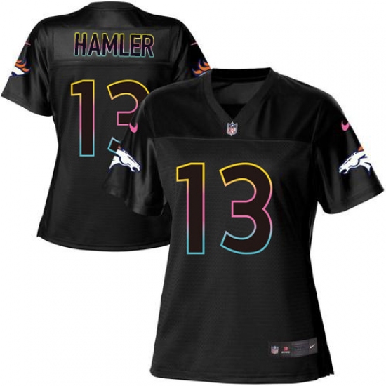 Women's Denver Broncos #13 KJ Hamler Black Fashion Game Jersey - Ujersey