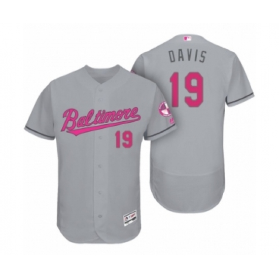 Men's Baltimore Orioles #19 Chris Davis Mothers Day Gray Flex Base Jersey