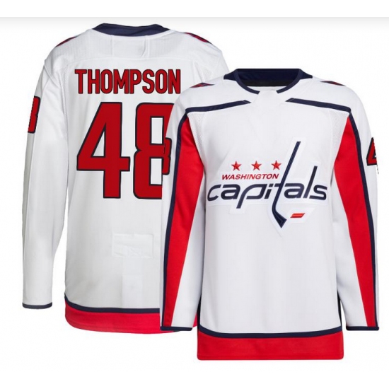 Men's Washington Capitals #48 Logan Thompson Authentic White Away Jersey - Ujersey