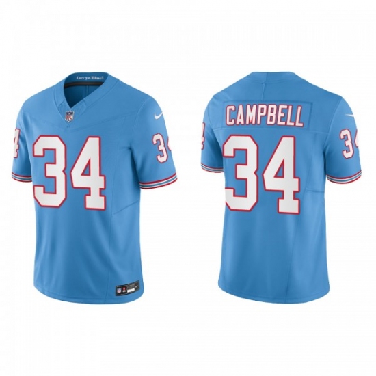 Men's Nike Tennessee Titans #34 Earl Campbell Light Blue 2023 F.U.S.E. Vapor Limited Throwback Stitched Football Jersey - Ujersey