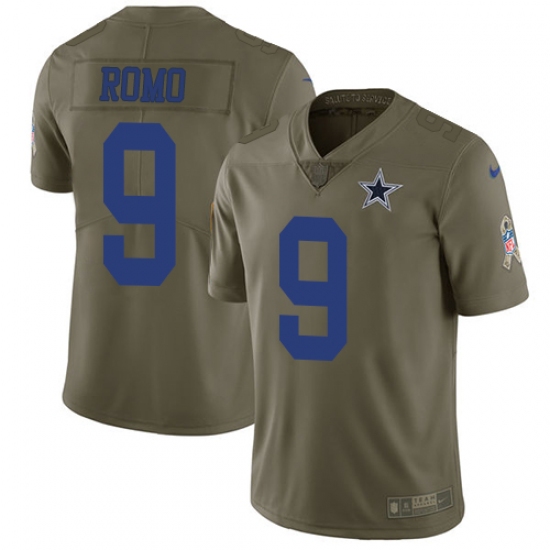 Men's Nike Dallas Cowboys #9 Tony Romo Limited Olive 2017 Salute to Service NFL Jersey - Ujersey