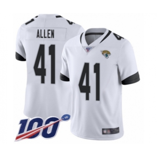 Men's Jacksonville Jaguars #41 Josh Allen White Vapor Untouchable Limited Player 100th Season Football Jersey - Ujersey