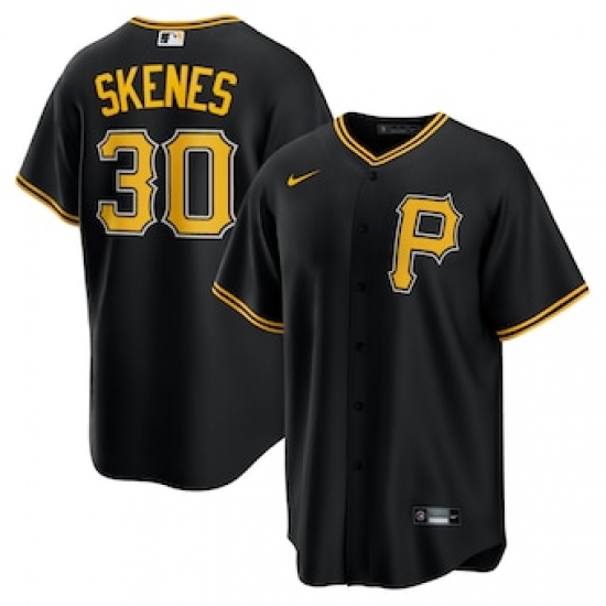 Men's Pittsburgh Pirates #30 Paul Skenes Nike Black Alternate Replica Player Jersey - Ujersey