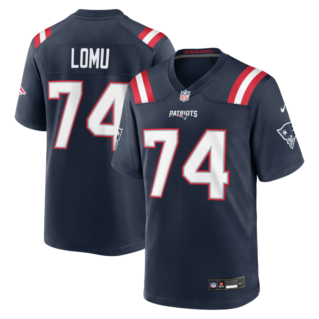 Men's New England Patriots Caleb Lomu Nike Navy 2026 NFL Draft First Round Pick No. 28 Team Game Jersey - SUjersey01