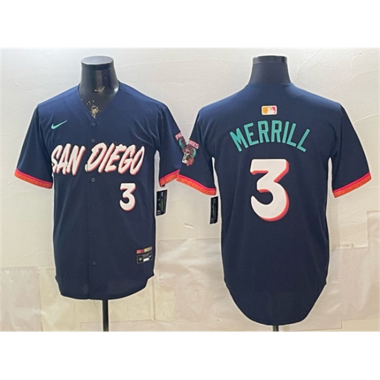 Men's San Diego Padres #3 Jackson Merrill Obsidian 2026 City Connect Limited Stitched Baseball Jersey - Ujersey