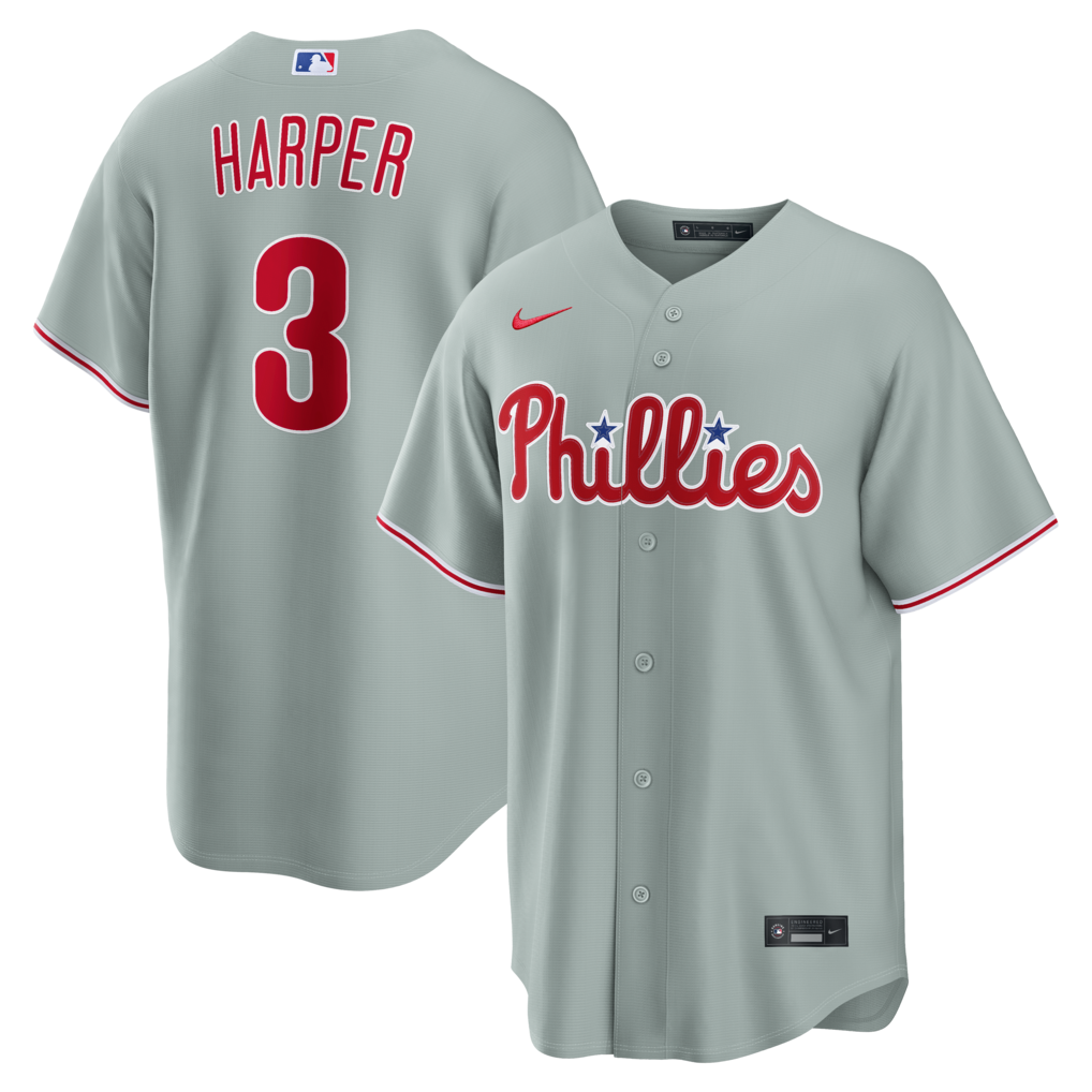 Men's Philadelphia Phillies Bryce Harper Nike Gray Road Replica Jersey - ujerseystore