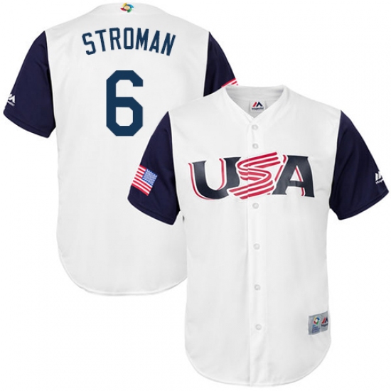 Youth USA Baseball Majestic #6 Marcus Stroman White 2017 World Baseball Classic Replica Team Jersey